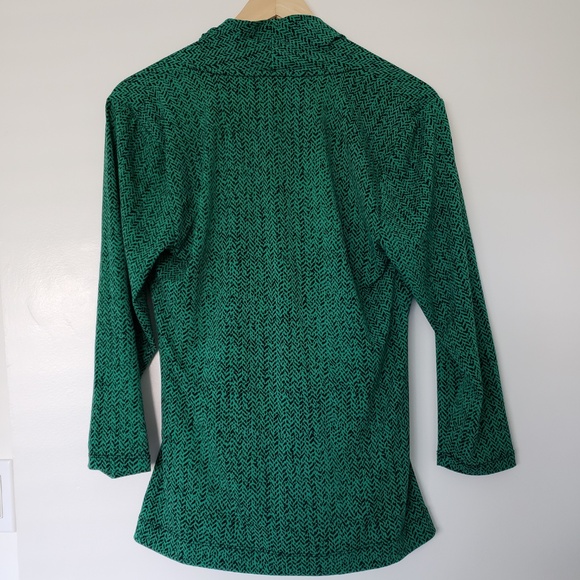 Chaus Green & Black Printed Top Size L - Picture 2 of 5